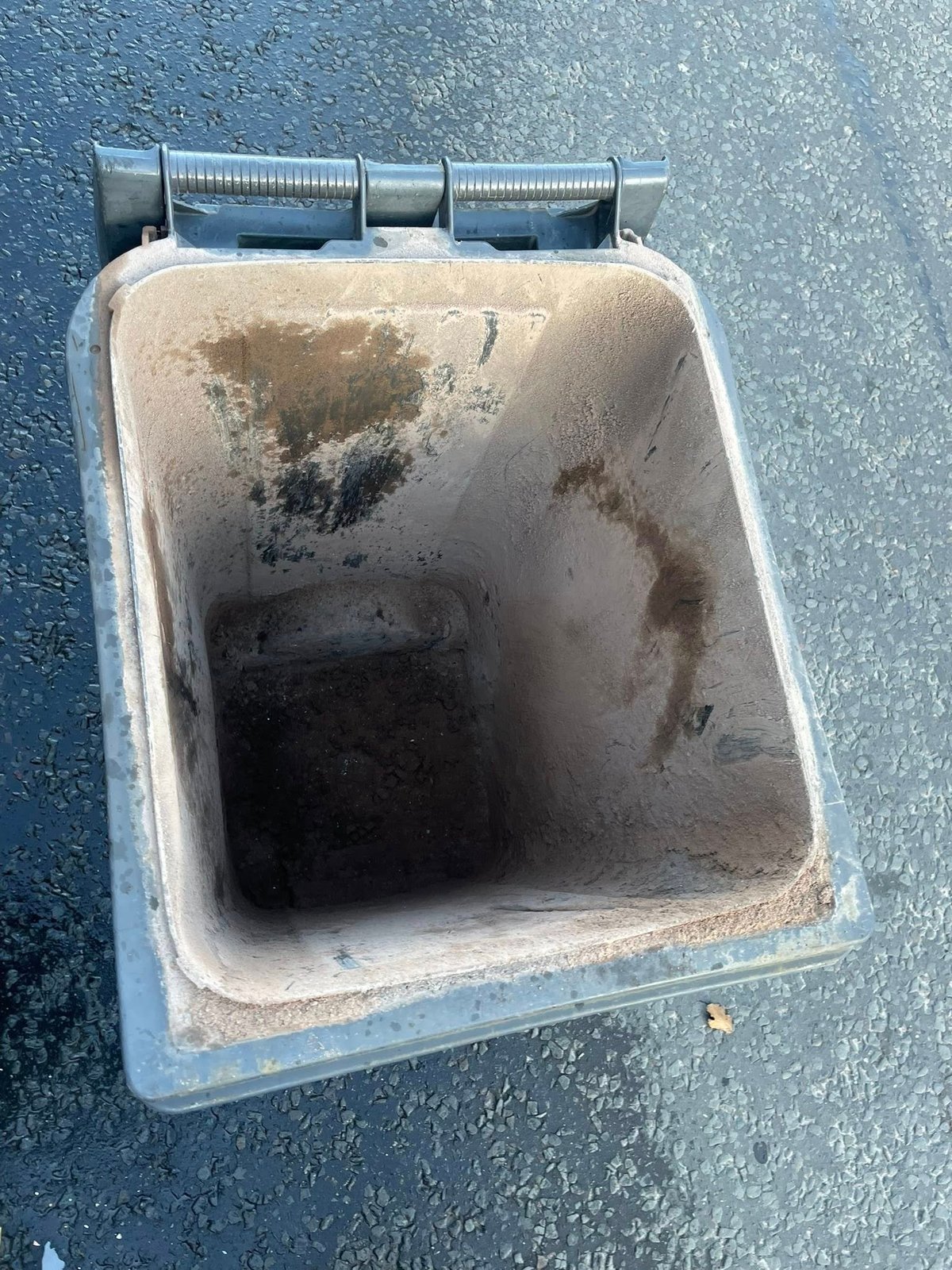 Dirty wheelie bin before professional cleaning